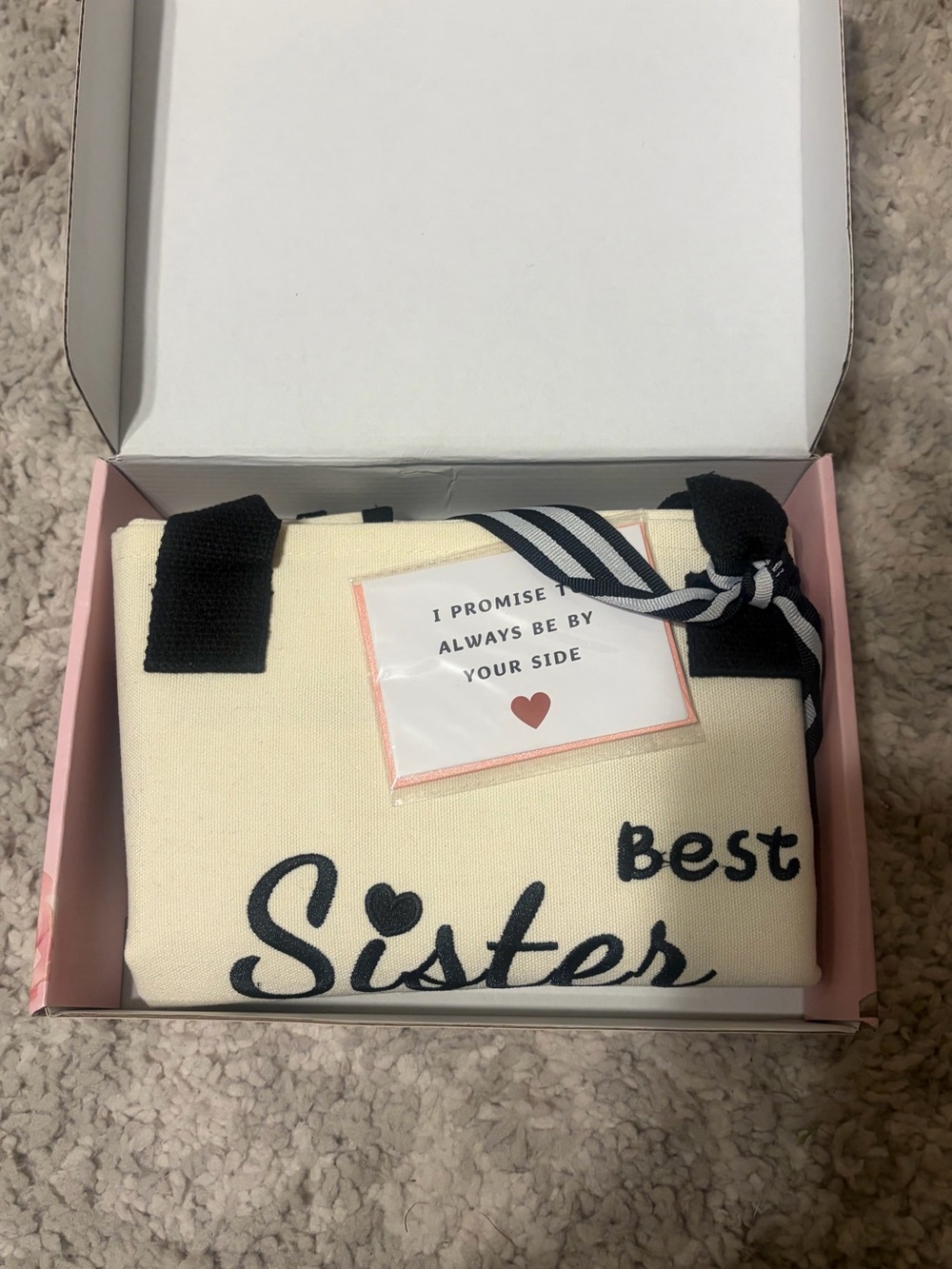 Best sisters. Personalized canvas bag in box